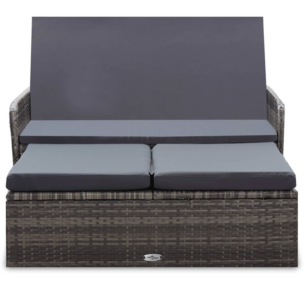 vidaXL 2-tlg. Garten-Lounge-Set mit Auflagen Poly Rattan Grau