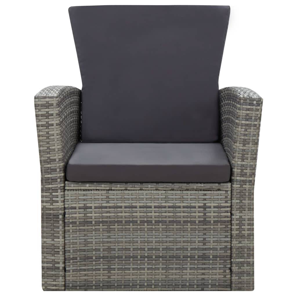vidaXL 4-tlg. Garten-Lounge-Set mit Kissen Poly Rattan Grau