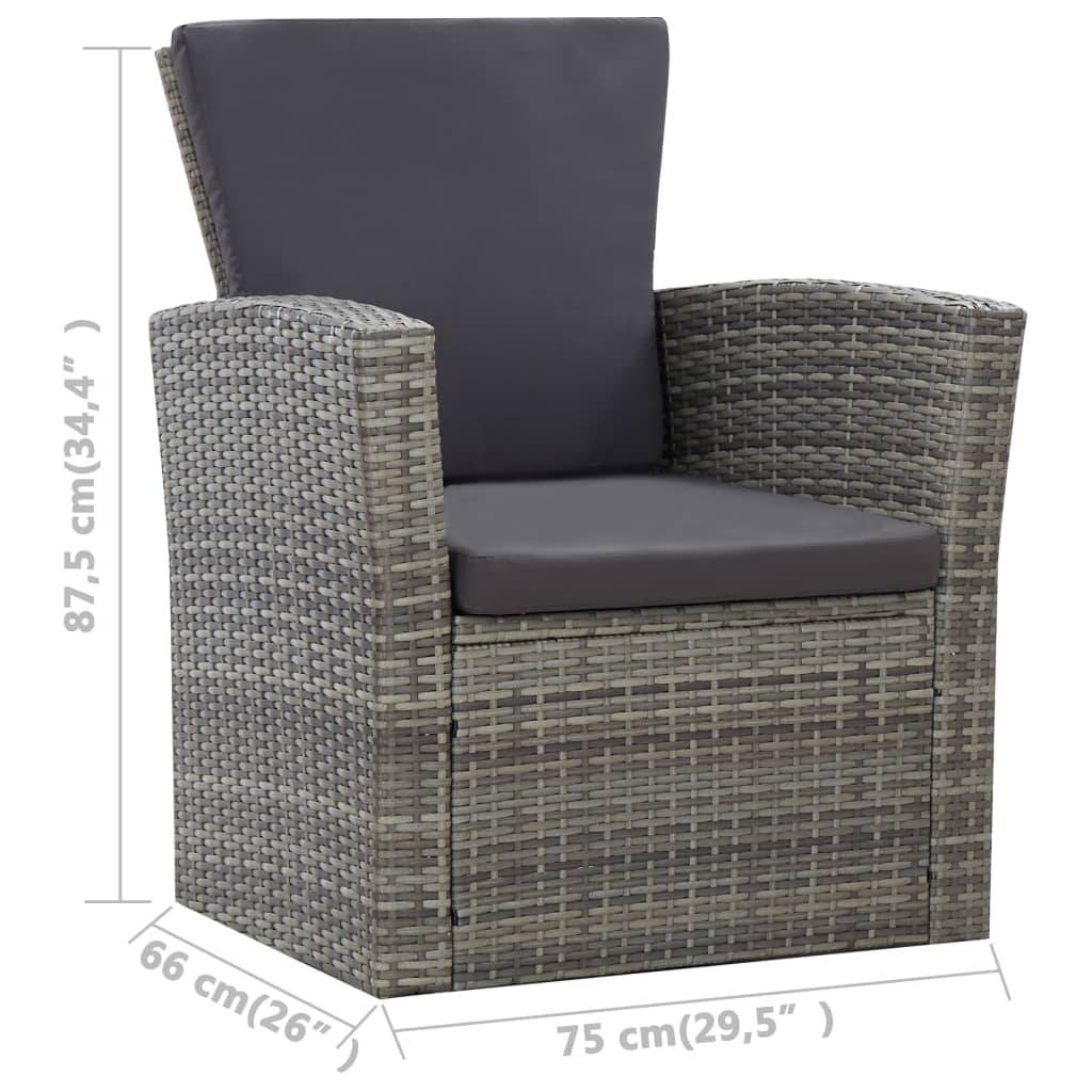 vidaXL 4-tlg. Garten-Lounge-Set mit Kissen Poly Rattan Grau