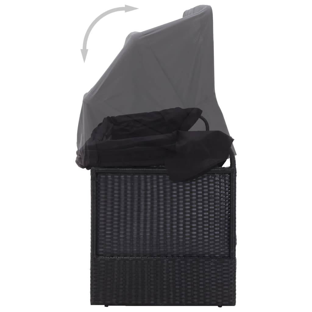 vidaXL Outdoor-Sofabett mit Dach Poly-Rattan Schwarz