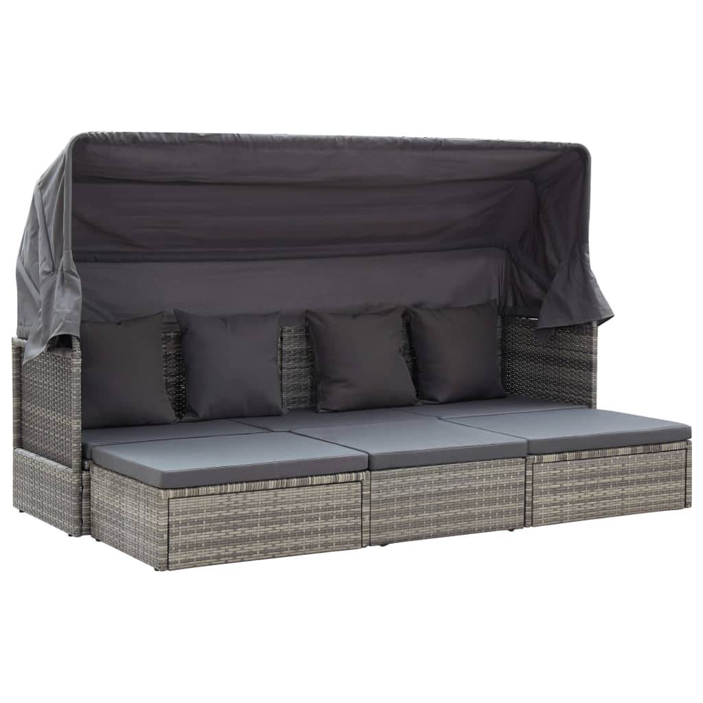vidaXL Garten-Sonneninsel mit Dach Grautöne Poly Rattan