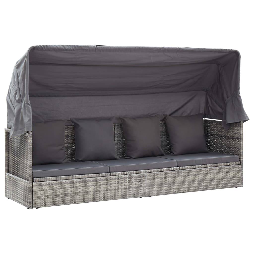 vidaXL Garten-Sonneninsel mit Dach Grautöne Poly Rattan