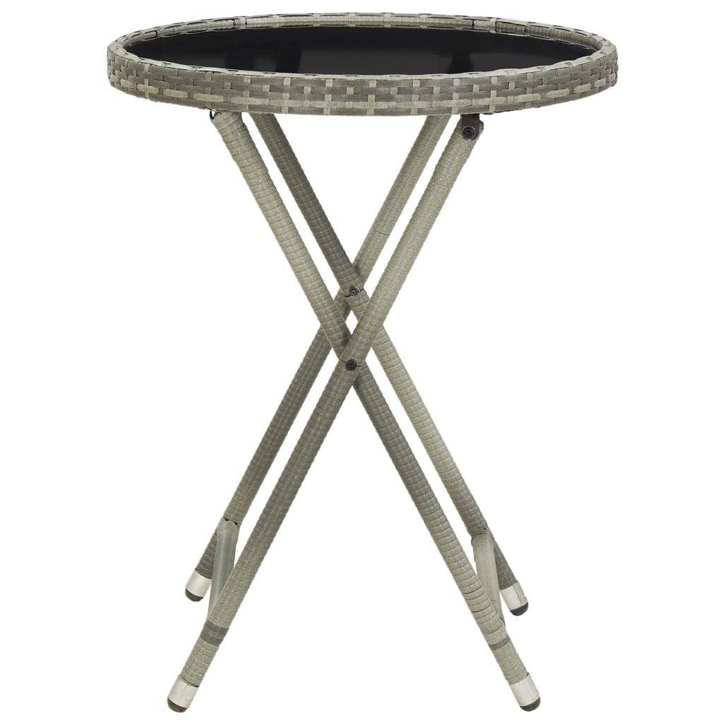vidaXL Beistelltisch Grau 60 cm Poly Rattan und Hartglas