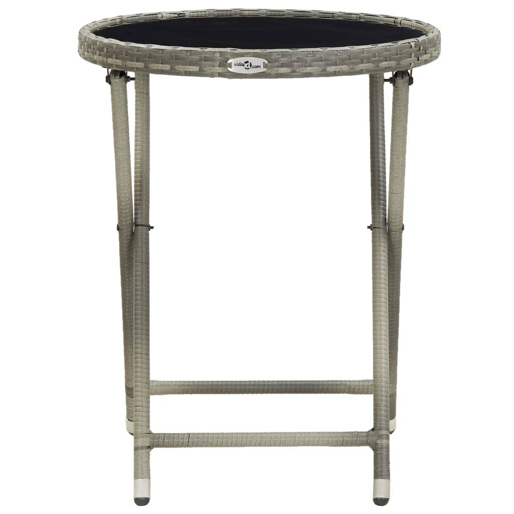 vidaXL Beistelltisch Grau 60 cm Poly Rattan und Hartglas