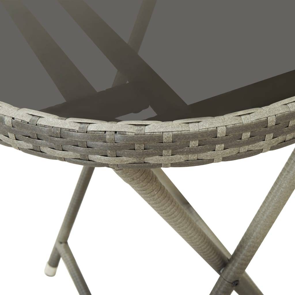 vidaXL Beistelltisch Grau 60 cm Poly Rattan und Hartglas