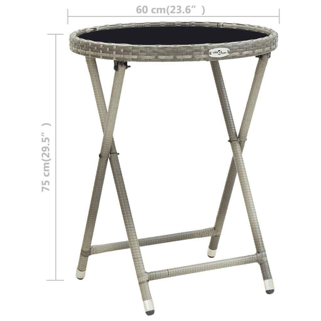 vidaXL Beistelltisch Grau 60 cm Poly Rattan und Hartglas
