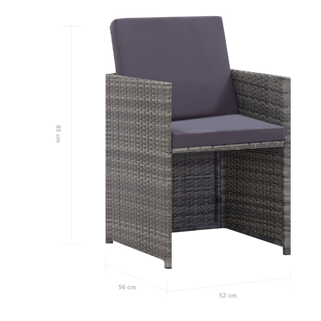 vidaXL 13-tlg. Garten-Essgruppe Poly Rattan und Akazienholz Anthrazit