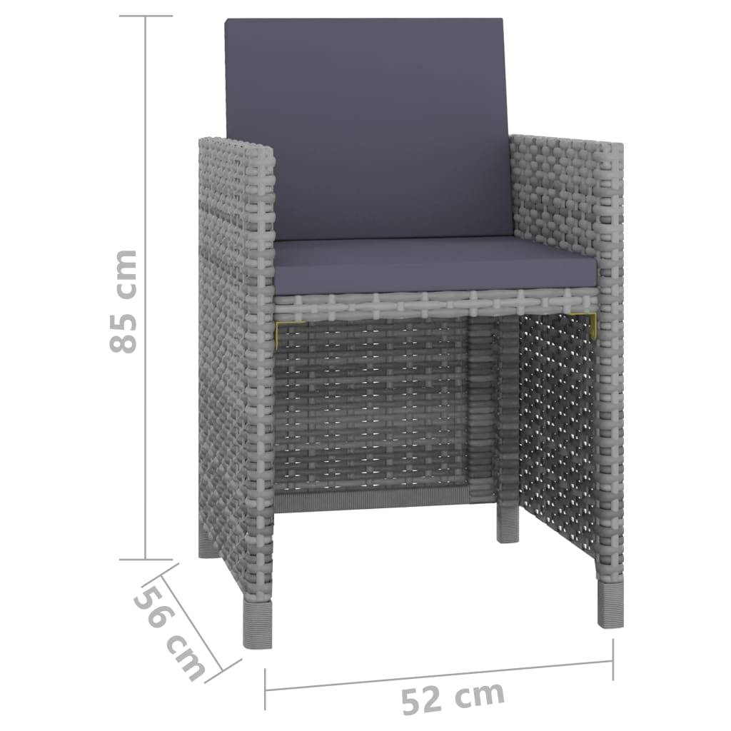 vidaXL 9-tlg. Garten-Essgruppe mit Auflagen Poly Rattan Anthrazit