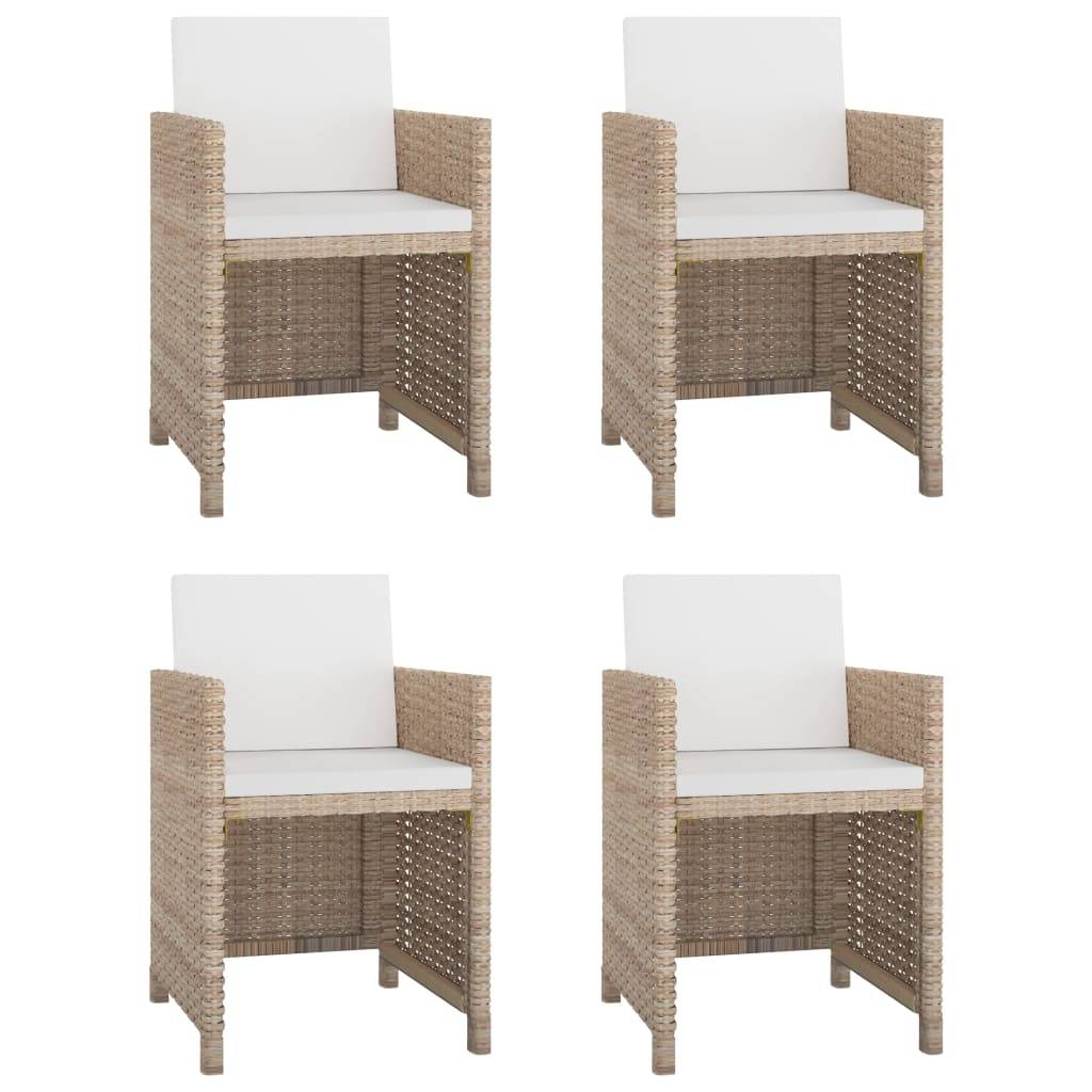 vidaXL 5-tlg. Garten-Essgruppe mit Auflagen Poly Rattan Beige