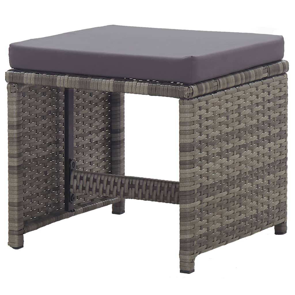 vidaXL Gartenhocker 2 Stk. mit Sitzkissen Poly Rattan Anthrazit