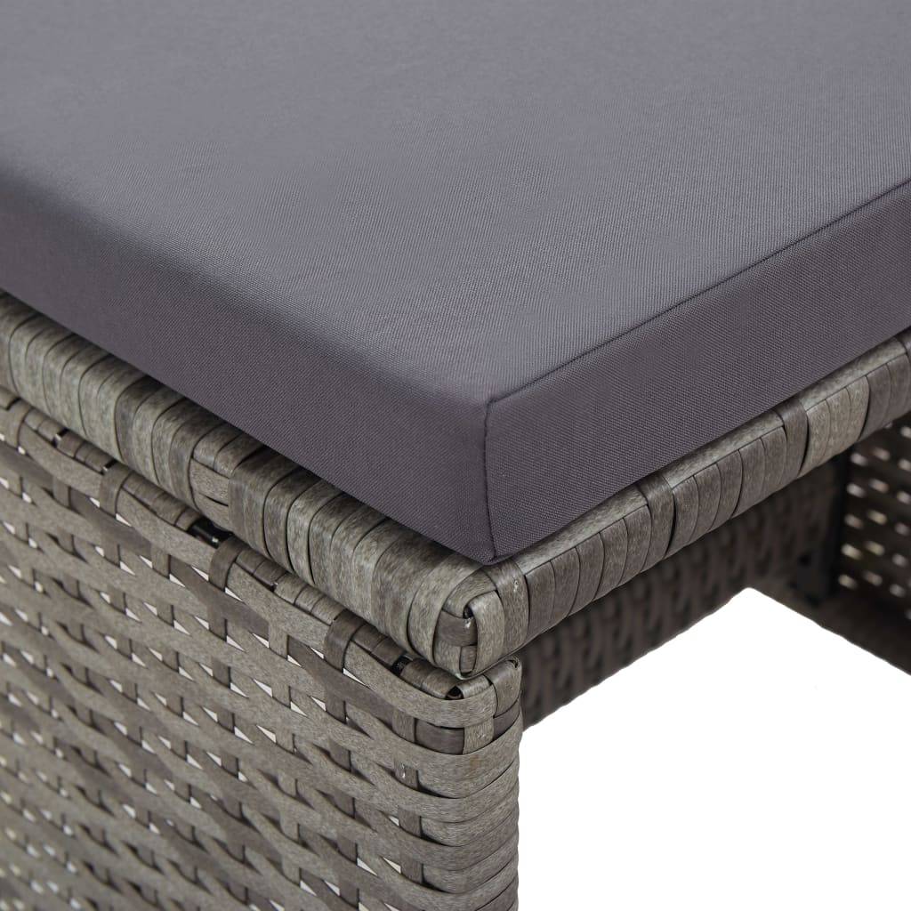 vidaXL Gartenhocker 2 Stk. mit Sitzkissen Poly Rattan Anthrazit