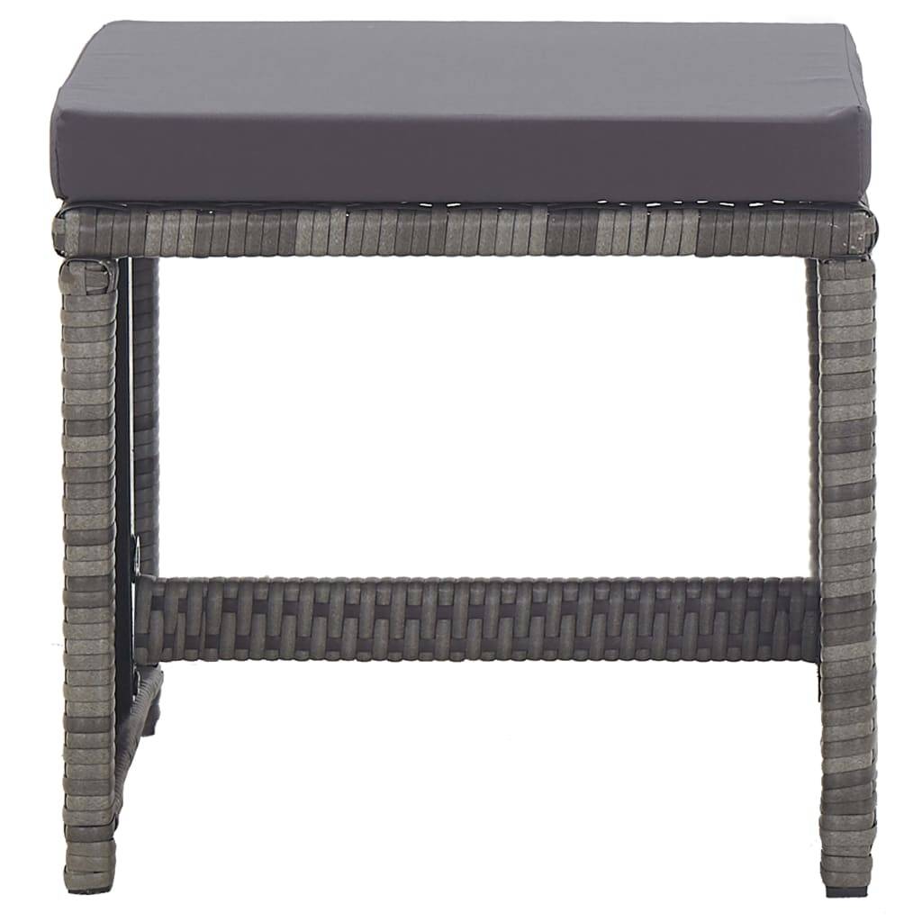 vidaXL Gartenhocker 2 Stk. mit Sitzkissen Poly Rattan Anthrazit