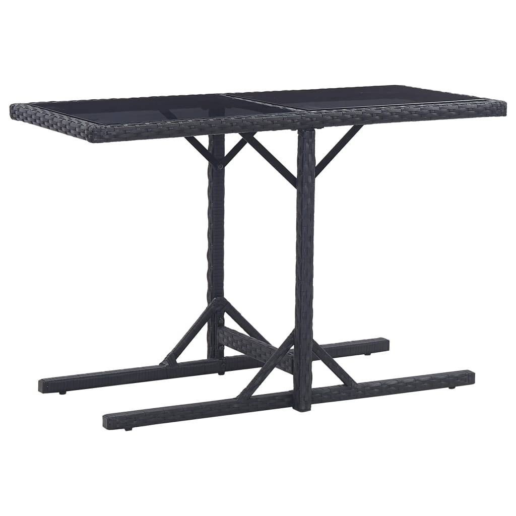 vidaXL Gartentisch Schwarz 110×53×72 cm Glas und Poly Rattan