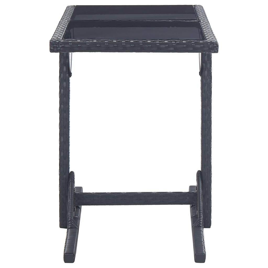 vidaXL Gartentisch Schwarz 110×53×72 cm Glas und Poly Rattan