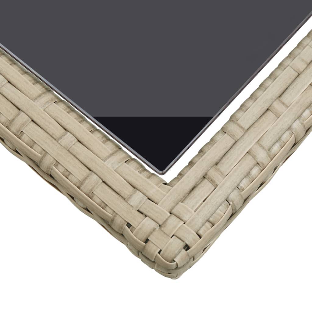 vidaXL Gartentisch Beige 110×53×72 cm Glas und Poly Rattan