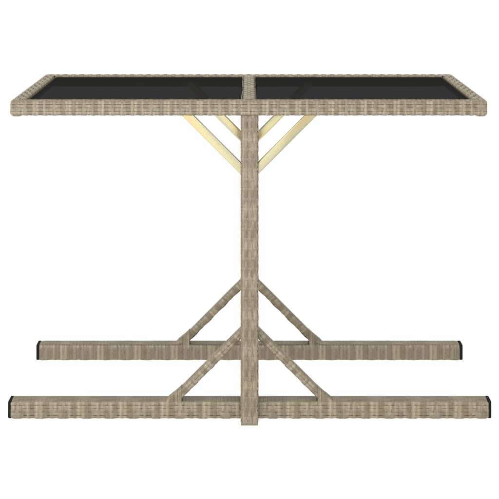 vidaXL Gartentisch Beige 110×53×72 cm Glas und Poly Rattan