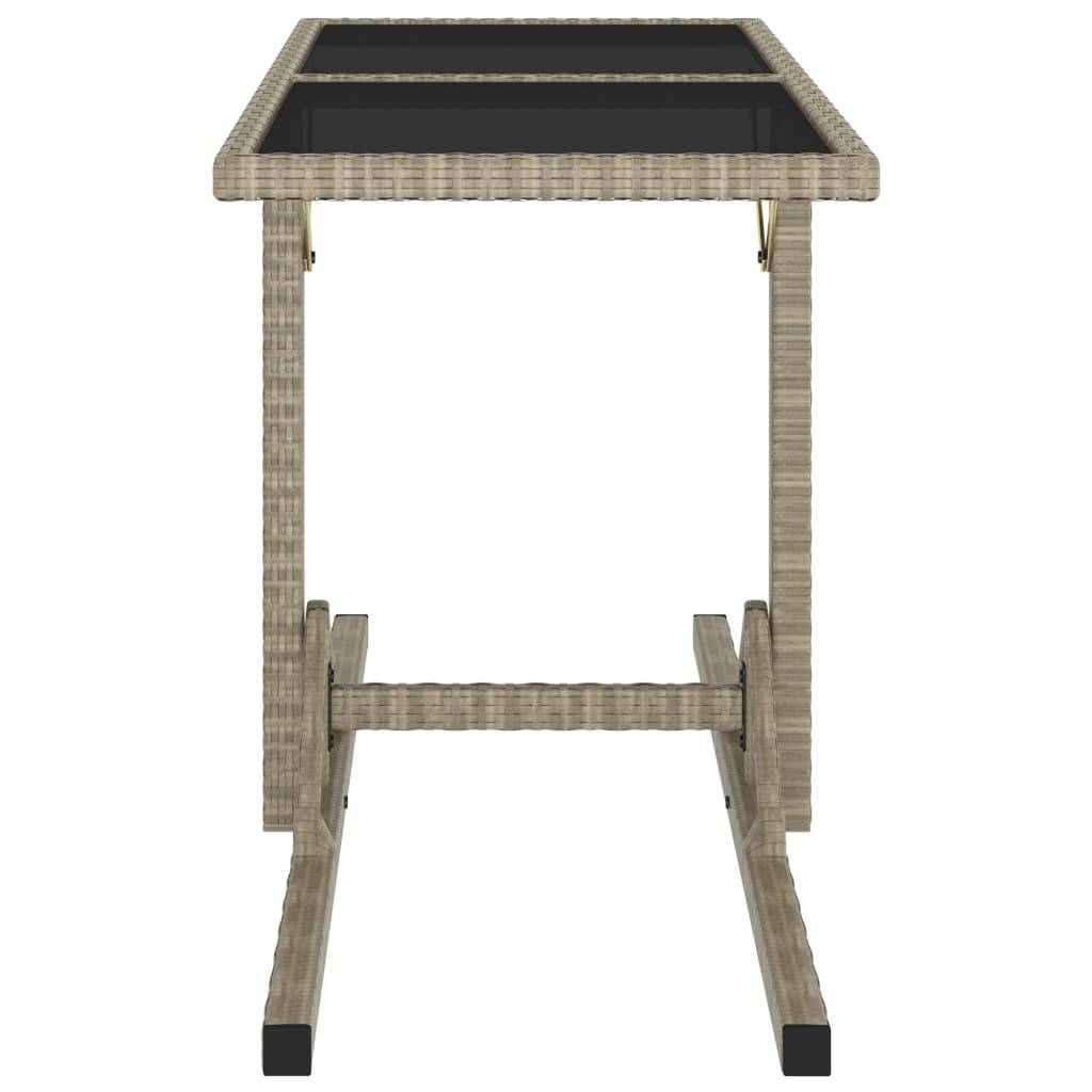 vidaXL Gartentisch Beige 110×53×72 cm Glas und Poly Rattan