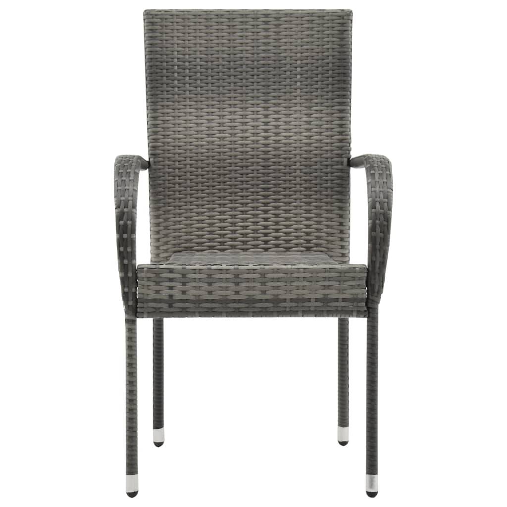 vidaXL Gartenstühle Stapelbar 4 Stk. Grau Poly Rattan