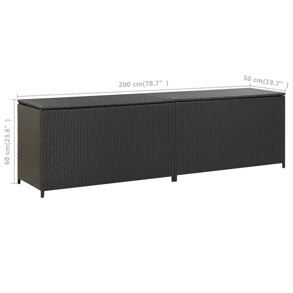 vidaXL Gartenbox Poly Rattan 200x50x60 cm Schwarz