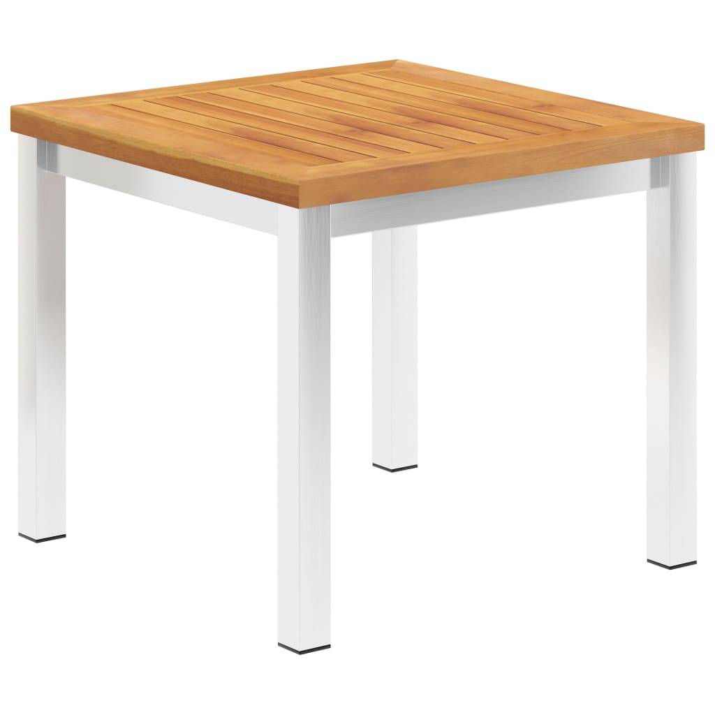 vidaXL Garten-Beistelltisch 45x45x38 cm Massivholz Akazie Edelstahl