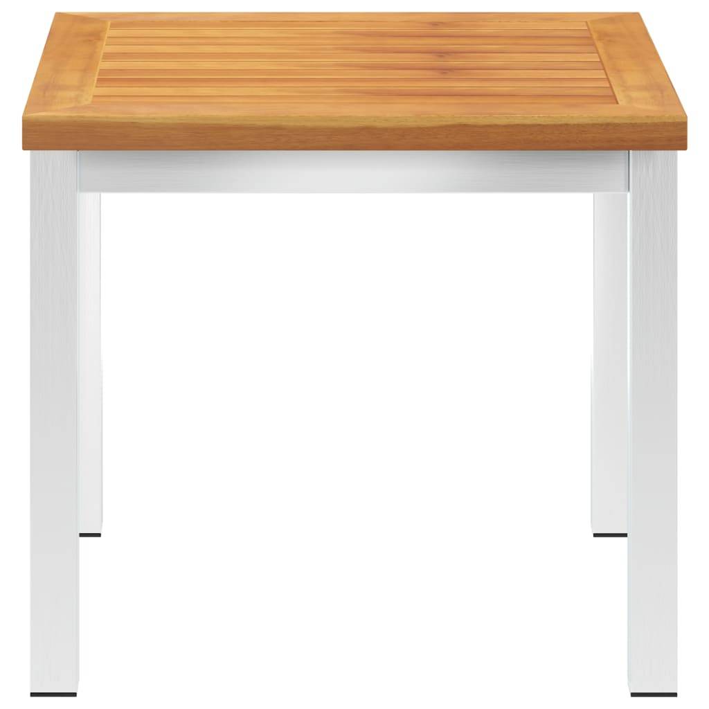 vidaXL Garten-Beistelltisch 45x45x38 cm Massivholz Akazie Edelstahl