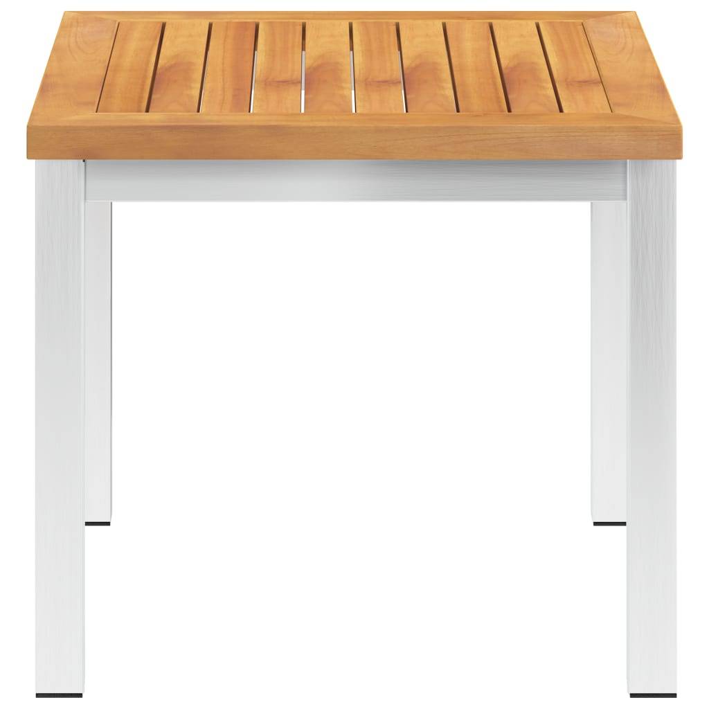 vidaXL Garten-Beistelltisch 45x45x38 cm Massivholz Akazie Edelstahl