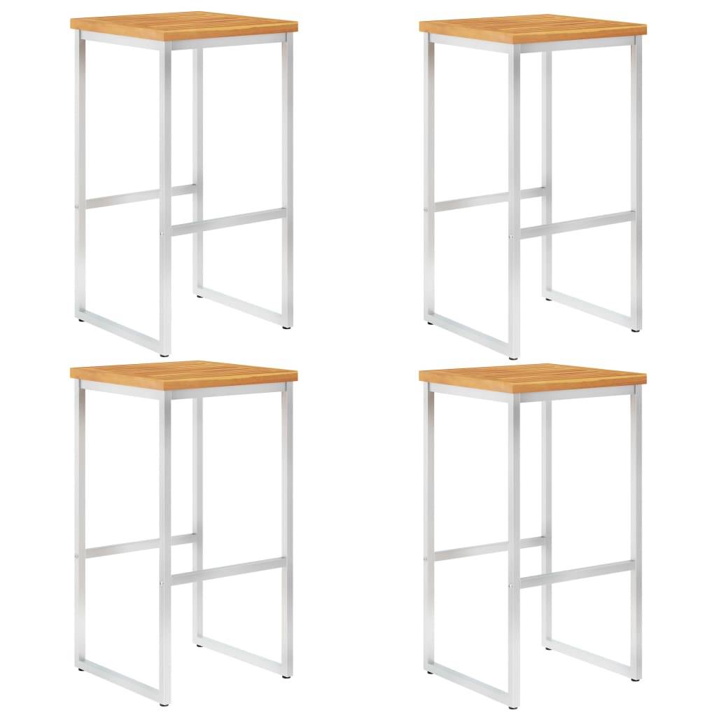 vidaXL Barhocker 4 Stk. Massivholz Akazie und Edelstahl