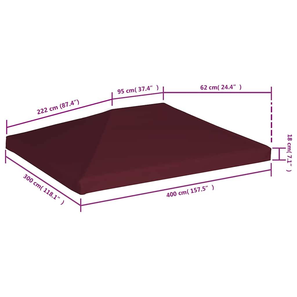 vidaXL Pavillondach 310 g / m² 3x4 m Weinrot