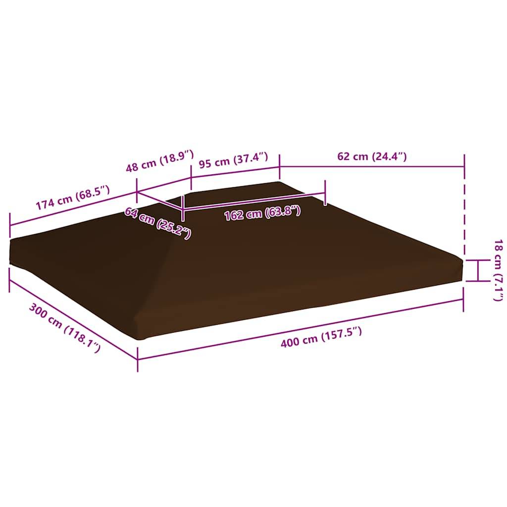 vidaXL Pavillondach 310 g / m² 3x4 m Braun