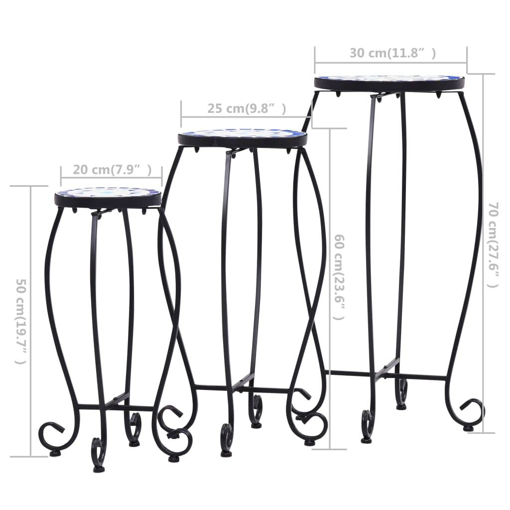 vidaXL Mosaiktische 3 Stk. Keramik Blau und Weiß