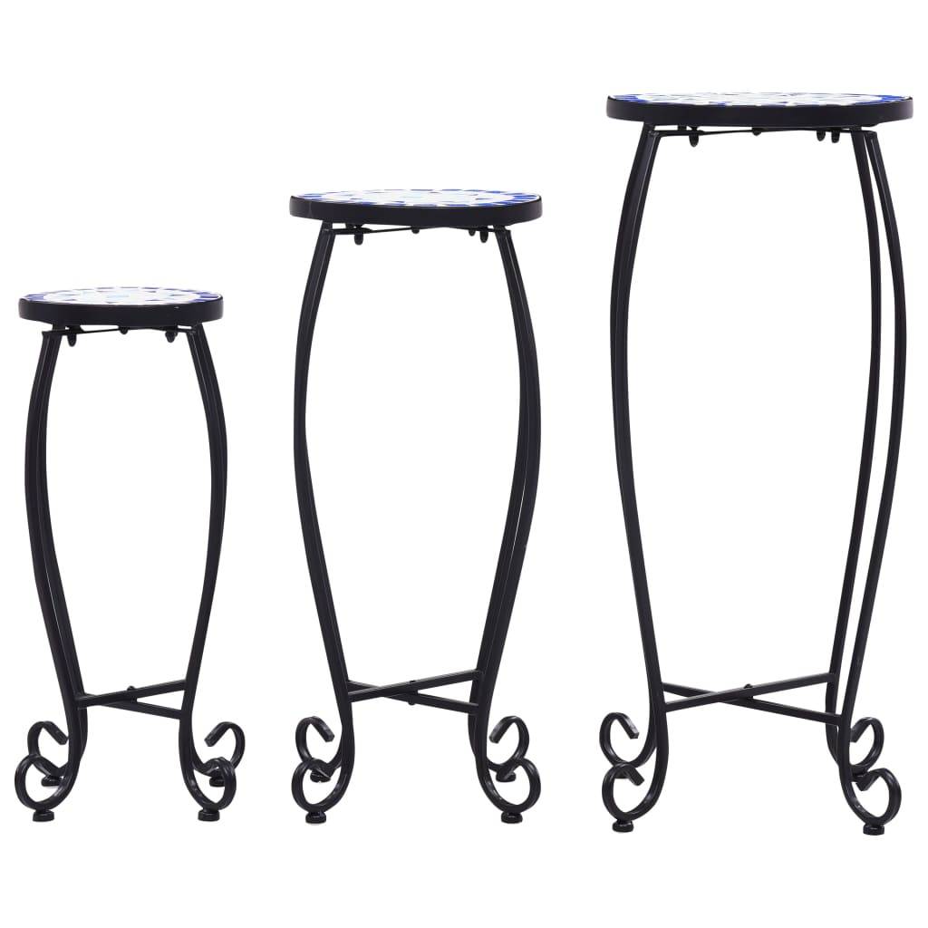 vidaXL Mosaiktische 3 Stk. Keramik Blau und Weiß