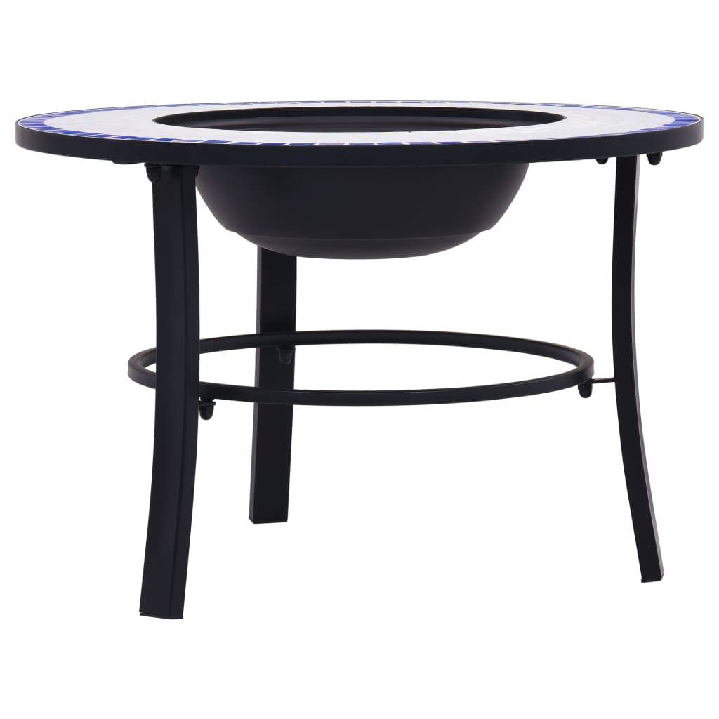 vidaXl Feuerstelle Mosaik Keramik Blau und Weiß 68 cm