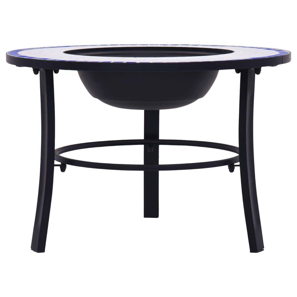 vidaXl Feuerstelle Mosaik Keramik Blau und Weiß 68 cm