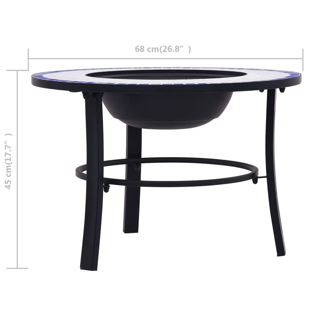 vidaXl Feuerstelle Mosaik Keramik Blau und Weiß 68 cm