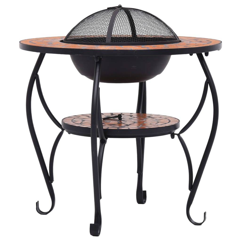 vidaXL Feuertisch Mosaik Keramik Terracotta 68 cm