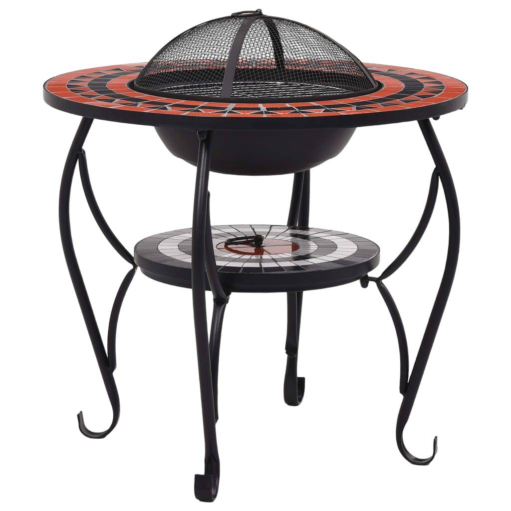 vidaXL Feuertisch Mosaik Keramik Terracotta und Weiß 68 cm