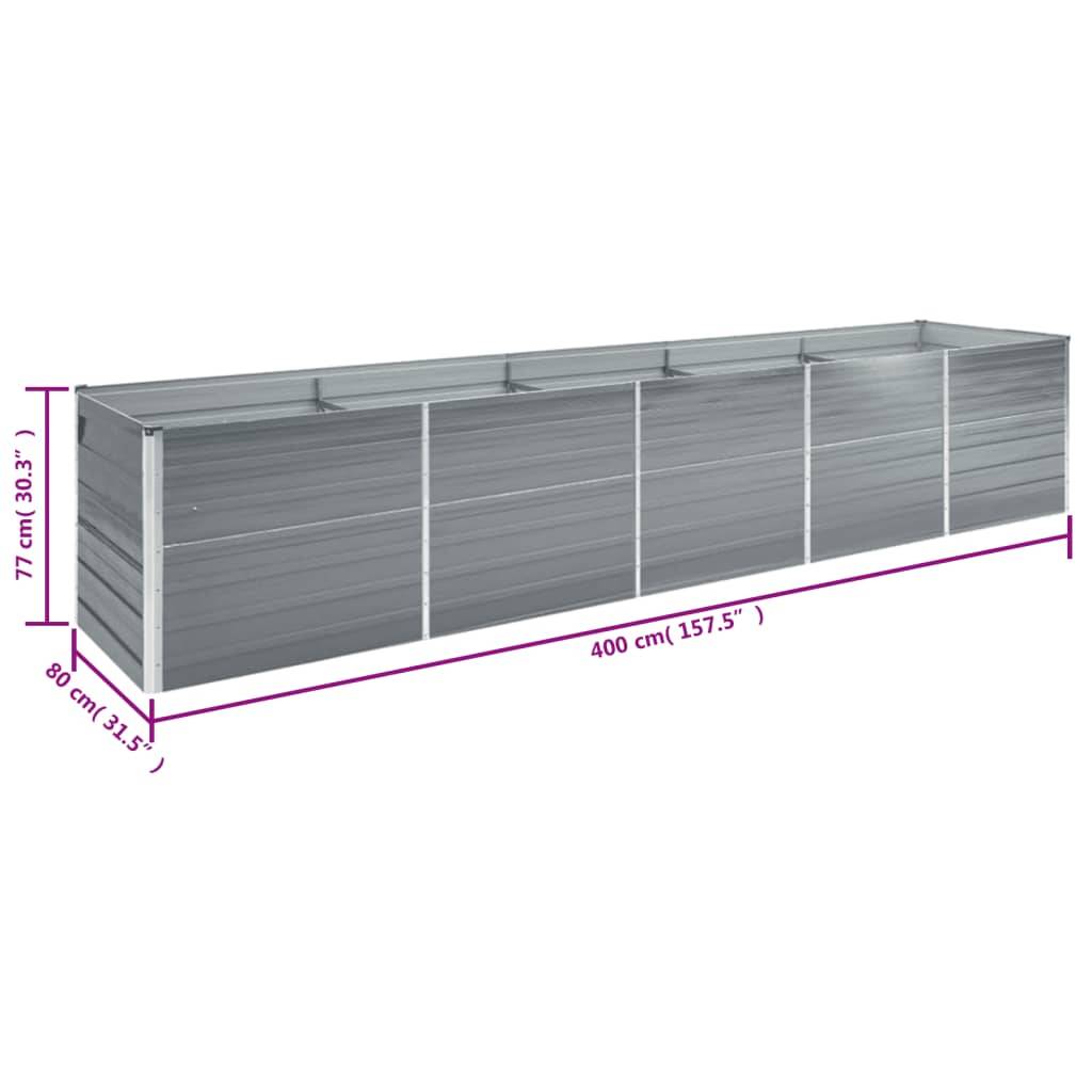 vidaXL Garten-Hochbeet Verzinkter Stahl 400×80×77 cm Grau