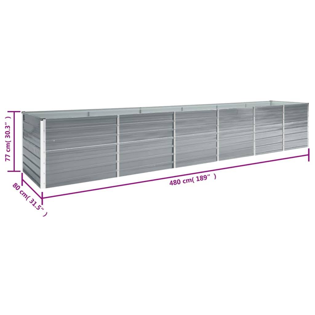 vidaXL Garten-Hochbeet Verzinkter Stahl 480x80x77 cm Grau