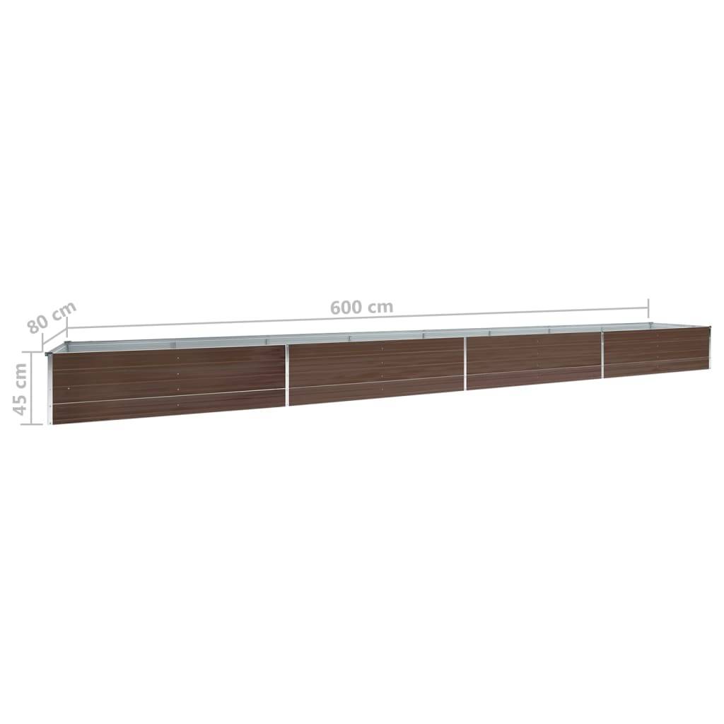 vidaXL Garten-Hochbeet Verzinkter Stahl 600x80x45 cm Braun