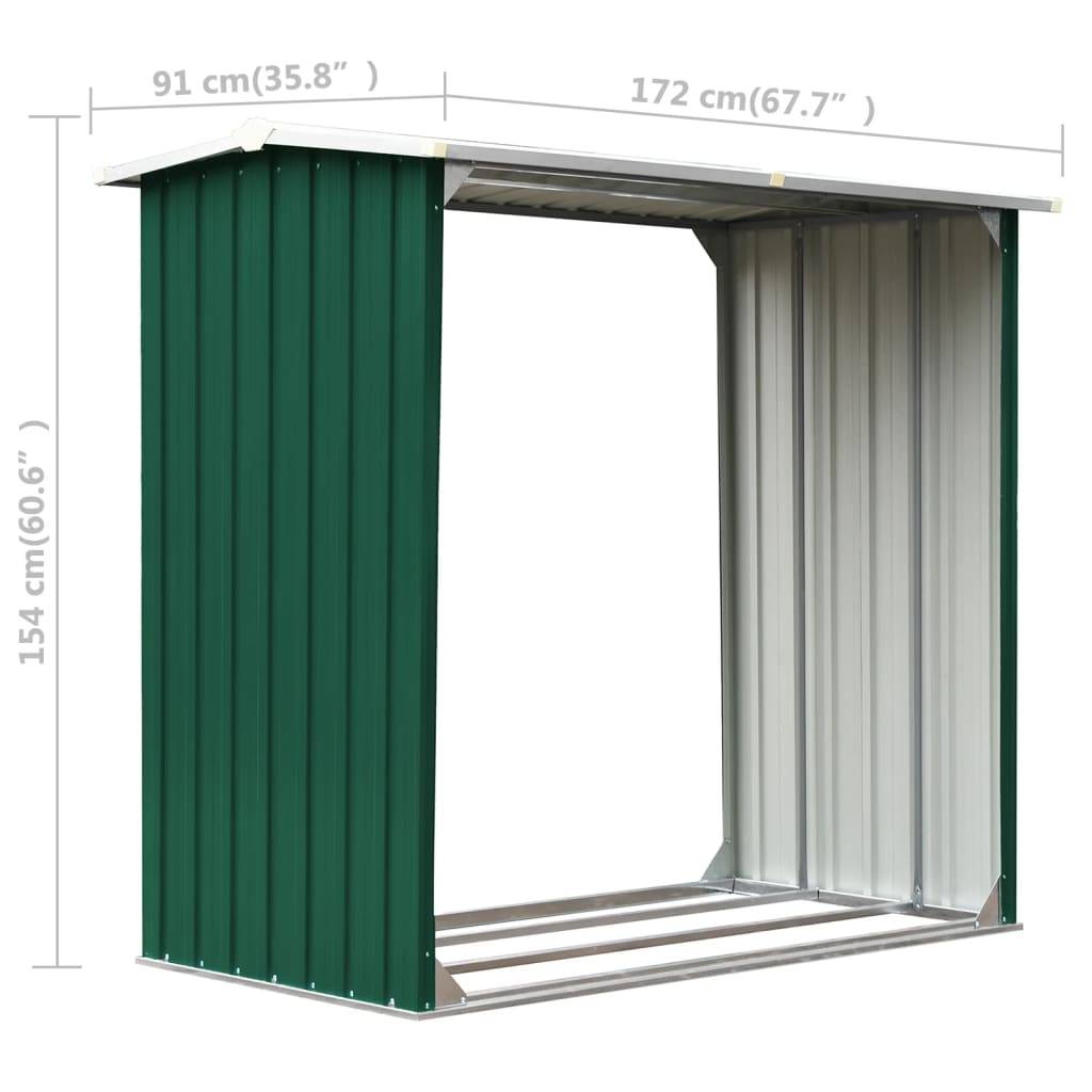vidaXL Brennholzlager Verzinkter Stahl 172x91x154 cm Grün