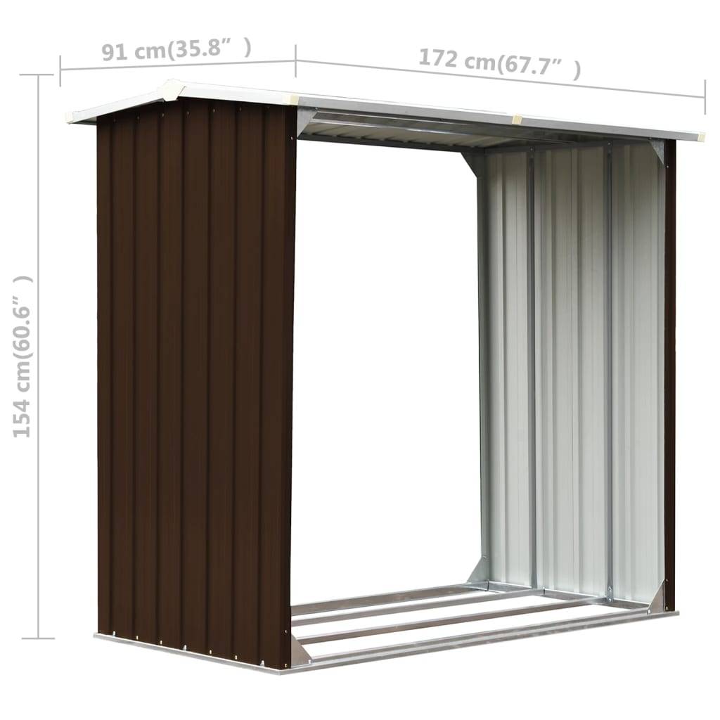 vidaXL Brennholzlager Verzinkter Stahl 172x91x154 cm Braun