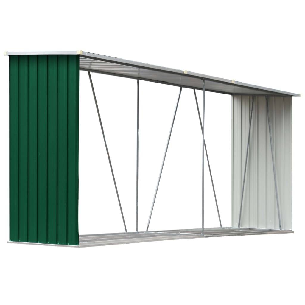 vidaXL Brennholzlager Verzinkter Stahl 330x84x152 cm Grün