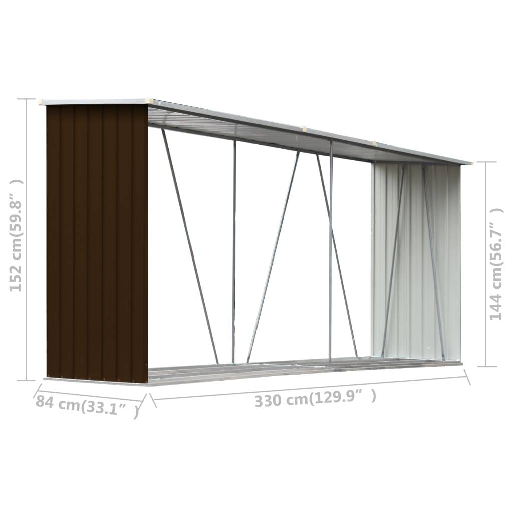 vidaXL Brennholzlager Verzinkter Stahl 330x84x152 cm Braun