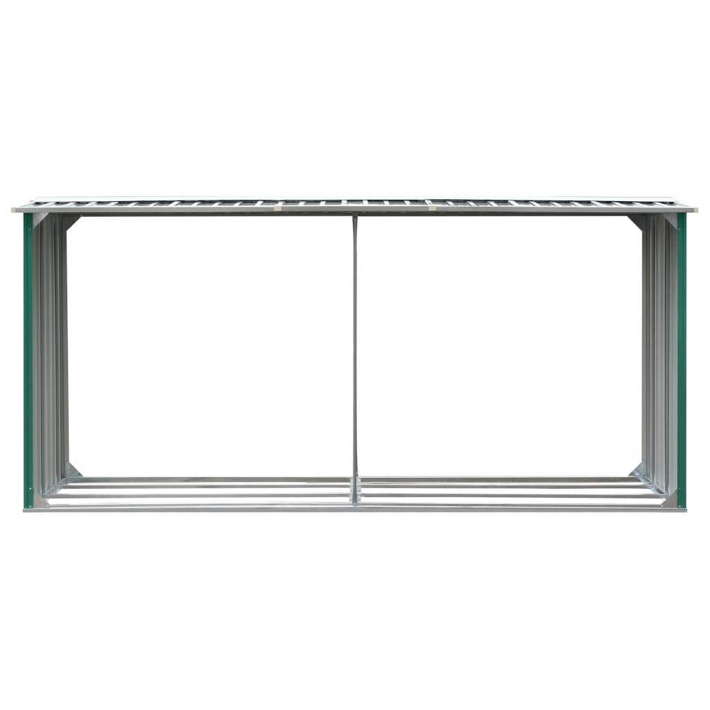 vidaXL Brennholzlager Verzinkter Stahl 330 x 92 x 153 cm Grün