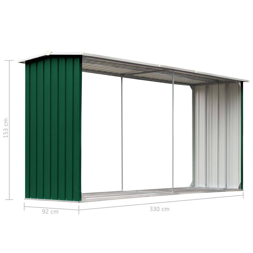 vidaXL Brennholzlager Verzinkter Stahl 330 x 92 x 153 cm Grün