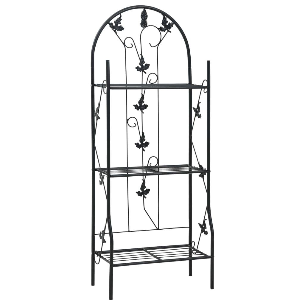 vidaXL 3-stufiges Pflanzenregal Schwarz 52 x 28 x 128 cm Eisen