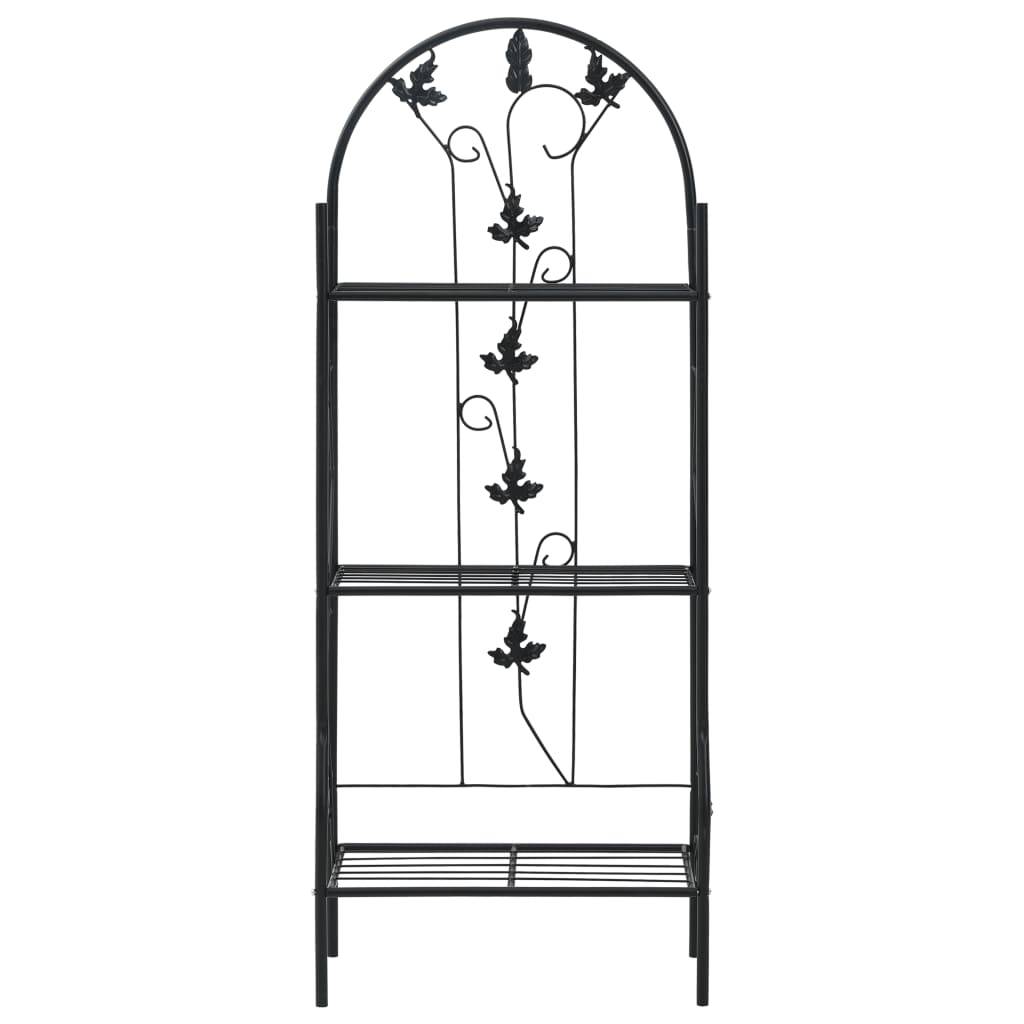 vidaXL 3-stufiges Pflanzenregal Schwarz 52 x 28 x 128 cm Eisen