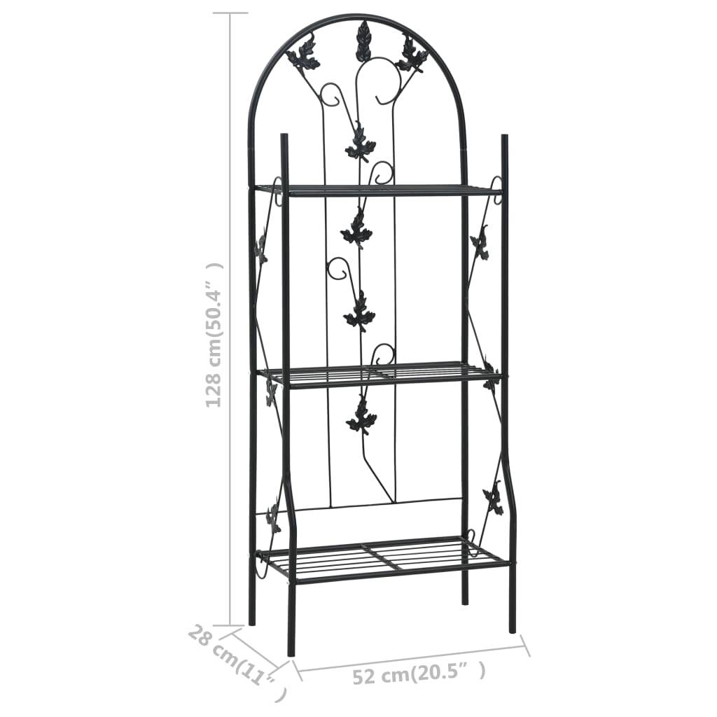 vidaXL 3-stufiges Pflanzenregal Schwarz 52 x 28 x 128 cm Eisen