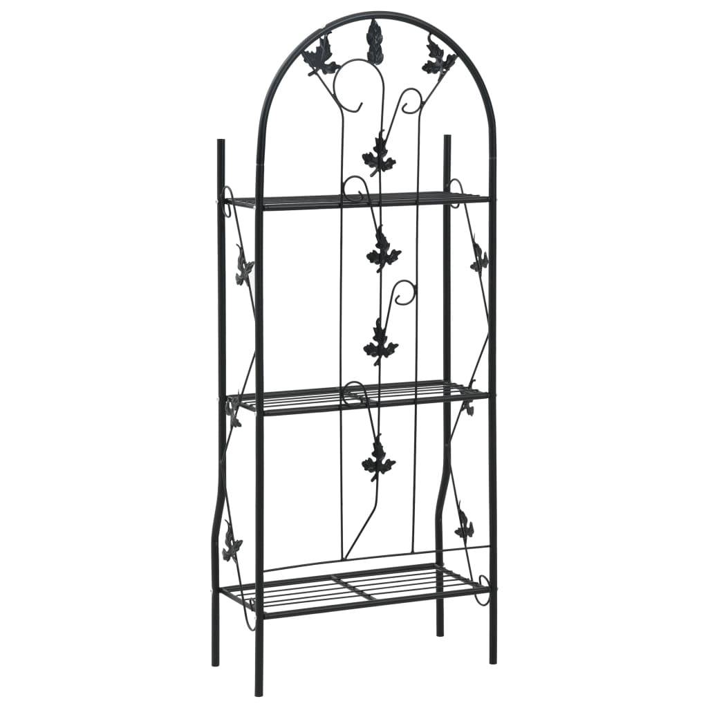 vidaXL 3-stufiges Pflanzenregal Schwarz 52 x 28 x 128 cm Eisen