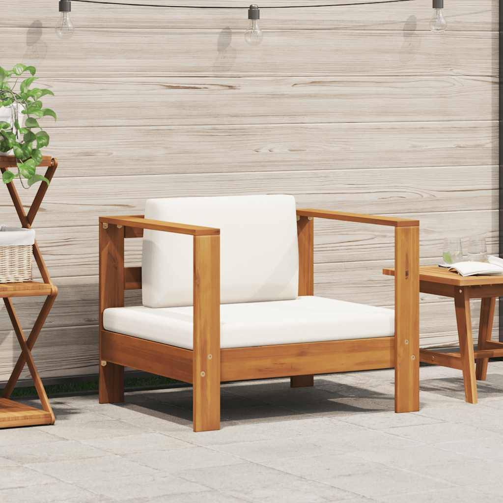 vidaXL Gartenstuhl mit Auflagen Creme Akazie Massivholz